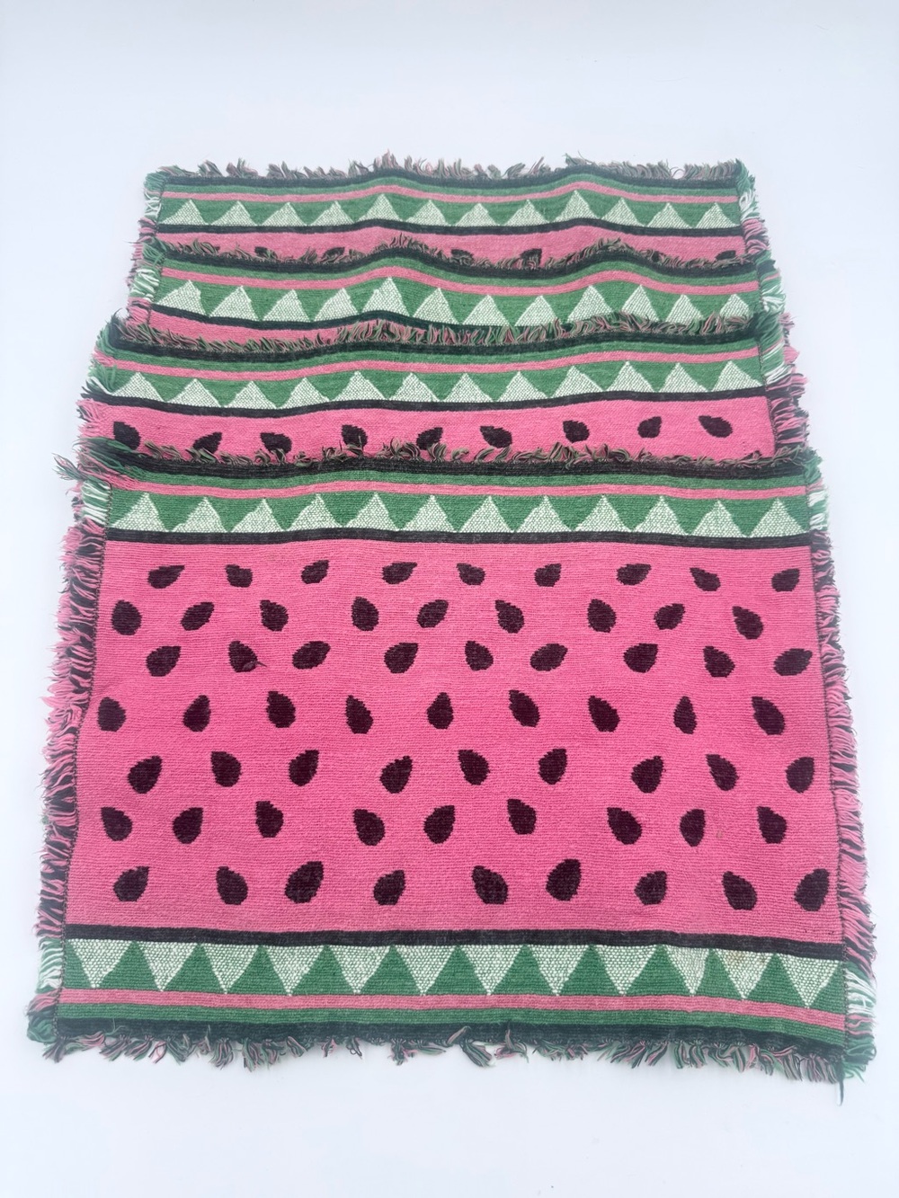 Vintage Woven Cotton Watermelon Placemats Set of 4